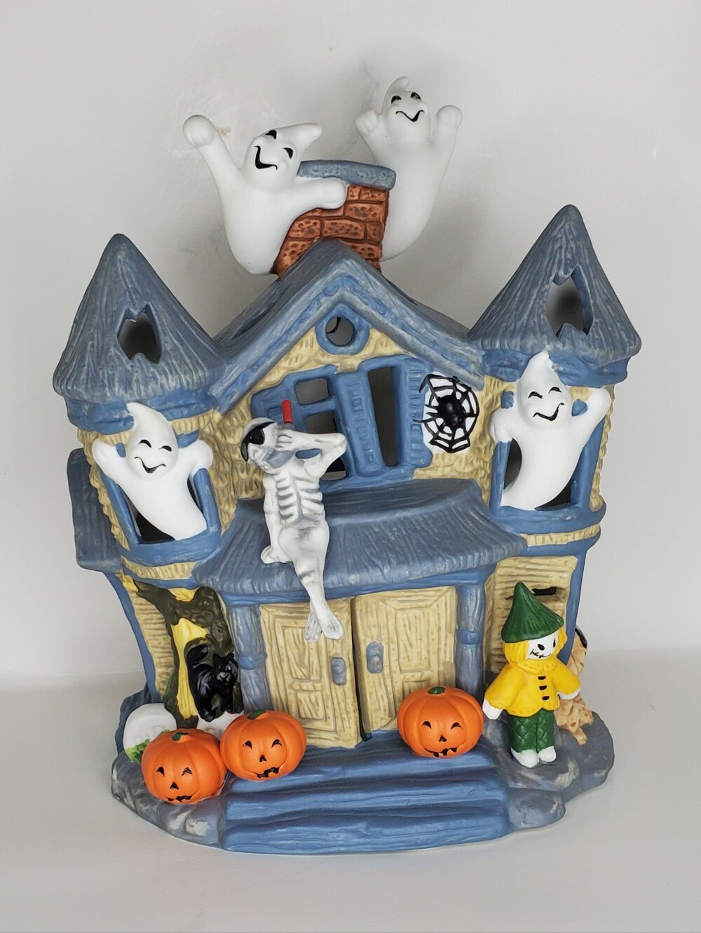Vintage Partylite - Ceramic Halloween Haunted House, Model P7311 In Original Box